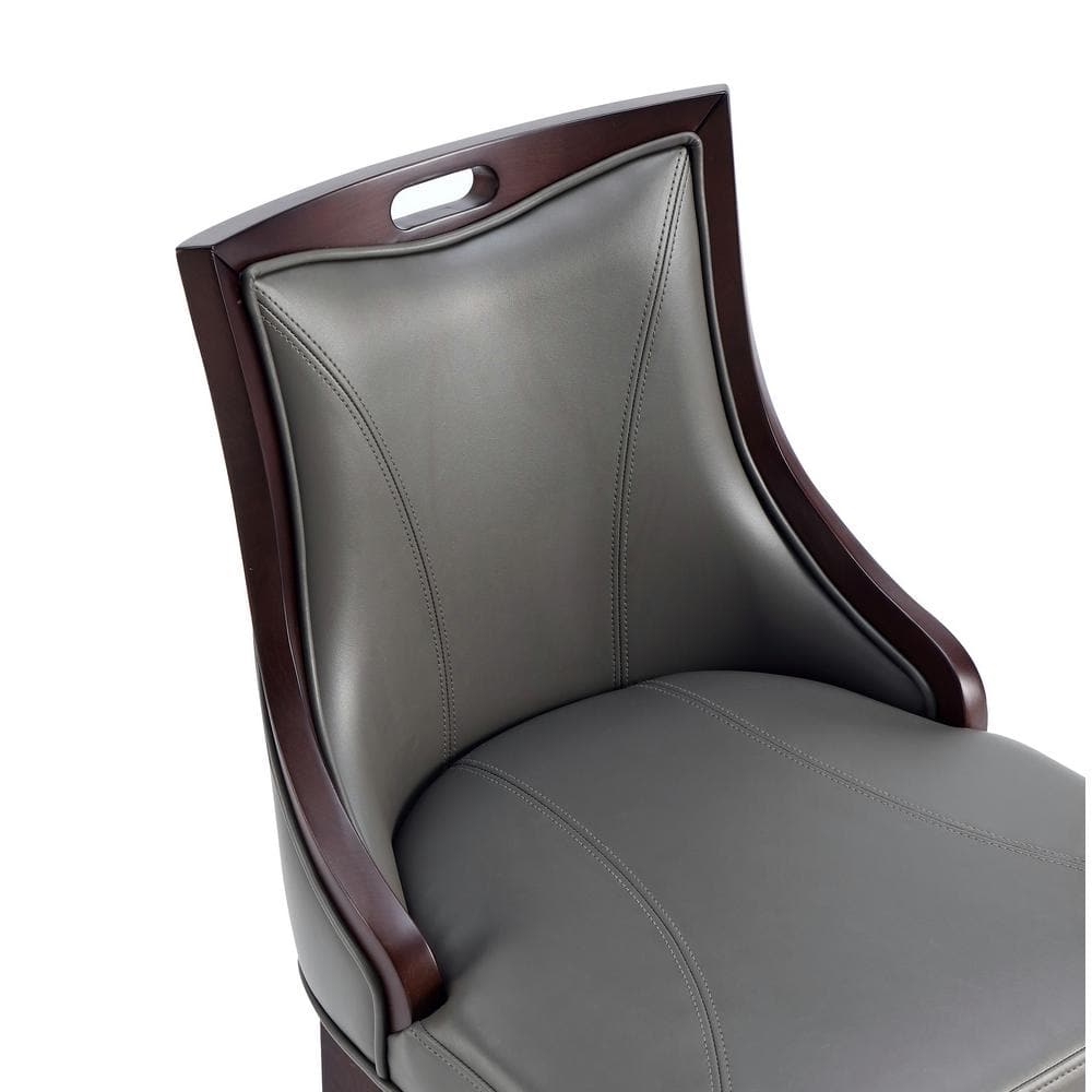 Pebble Grey Faux Leather Bar Stool with Walnut Beech Frame
