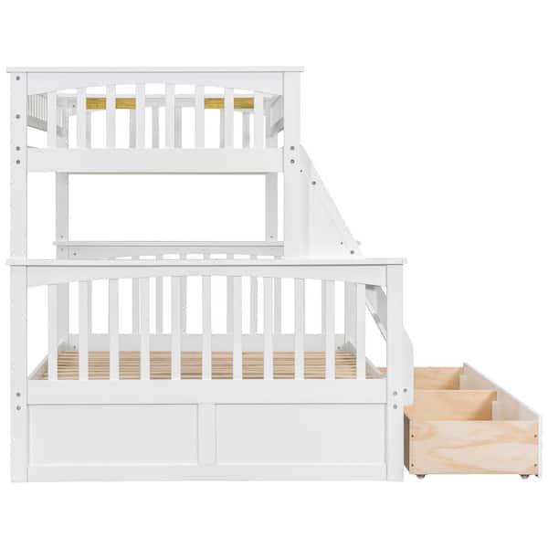 Harper & Bright Designs White Twin Over Full Convertible Bunk Bed