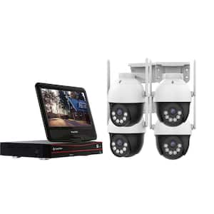 8 Channel AI Powered NVR Kit, Built-In Monitor, 1TB 3D NAND SSD (4X Pan-Tilt Floodlight and 2-Way Audio Camera Kit)