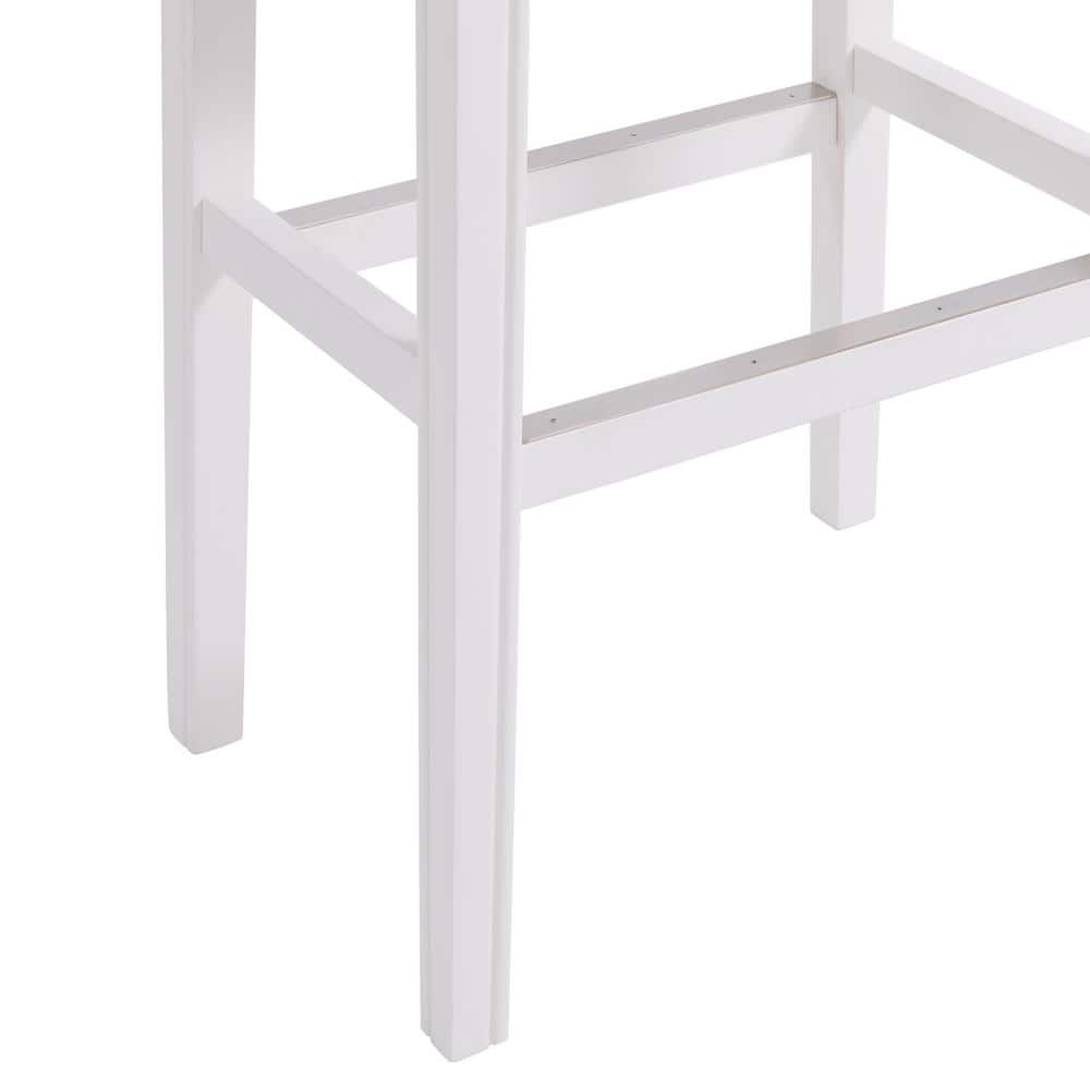 Williston 29'' White Leather Saddle Style Bar Stool
