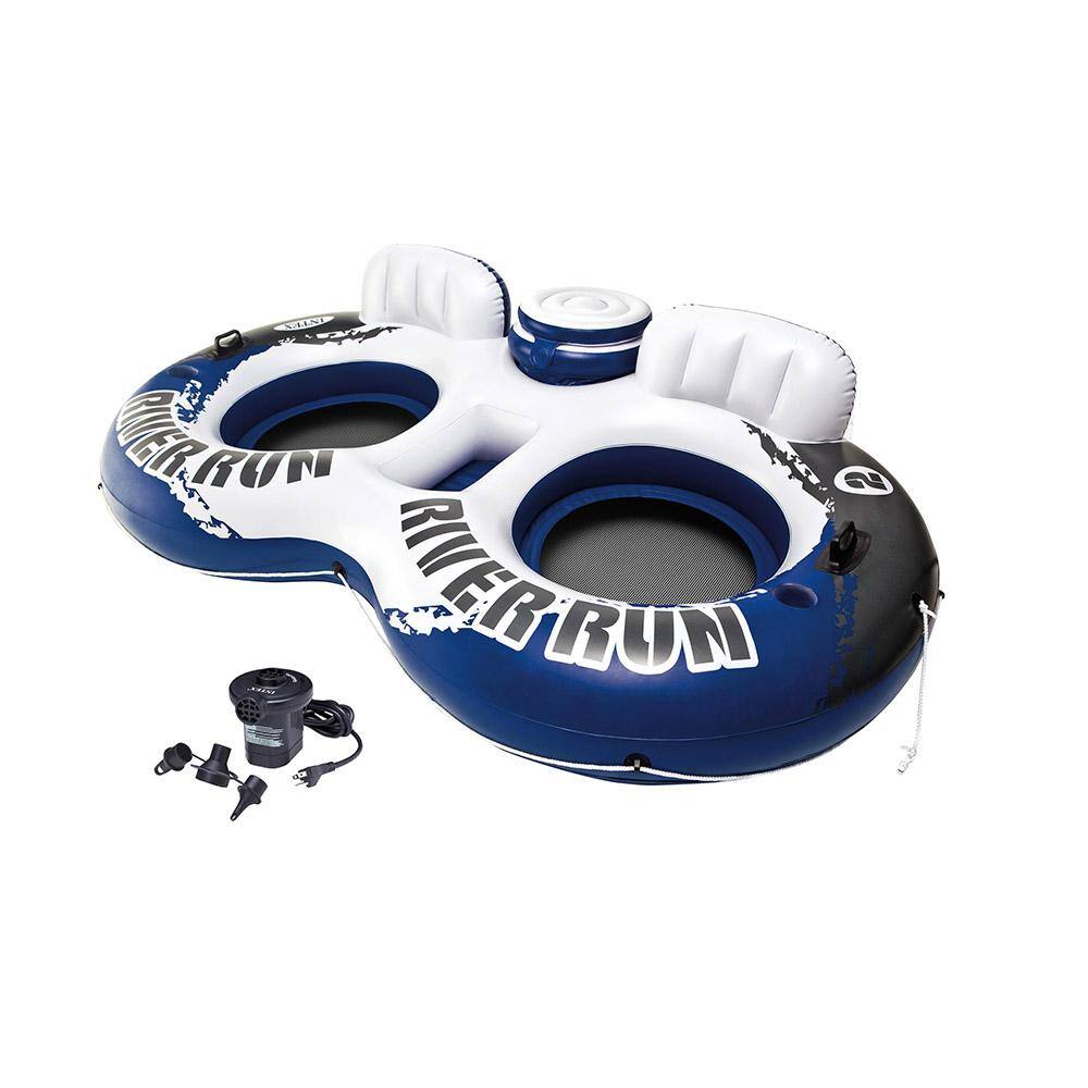 Intex River Run II 2-Person Water Tube Float with Cooler and Quick Fill ...