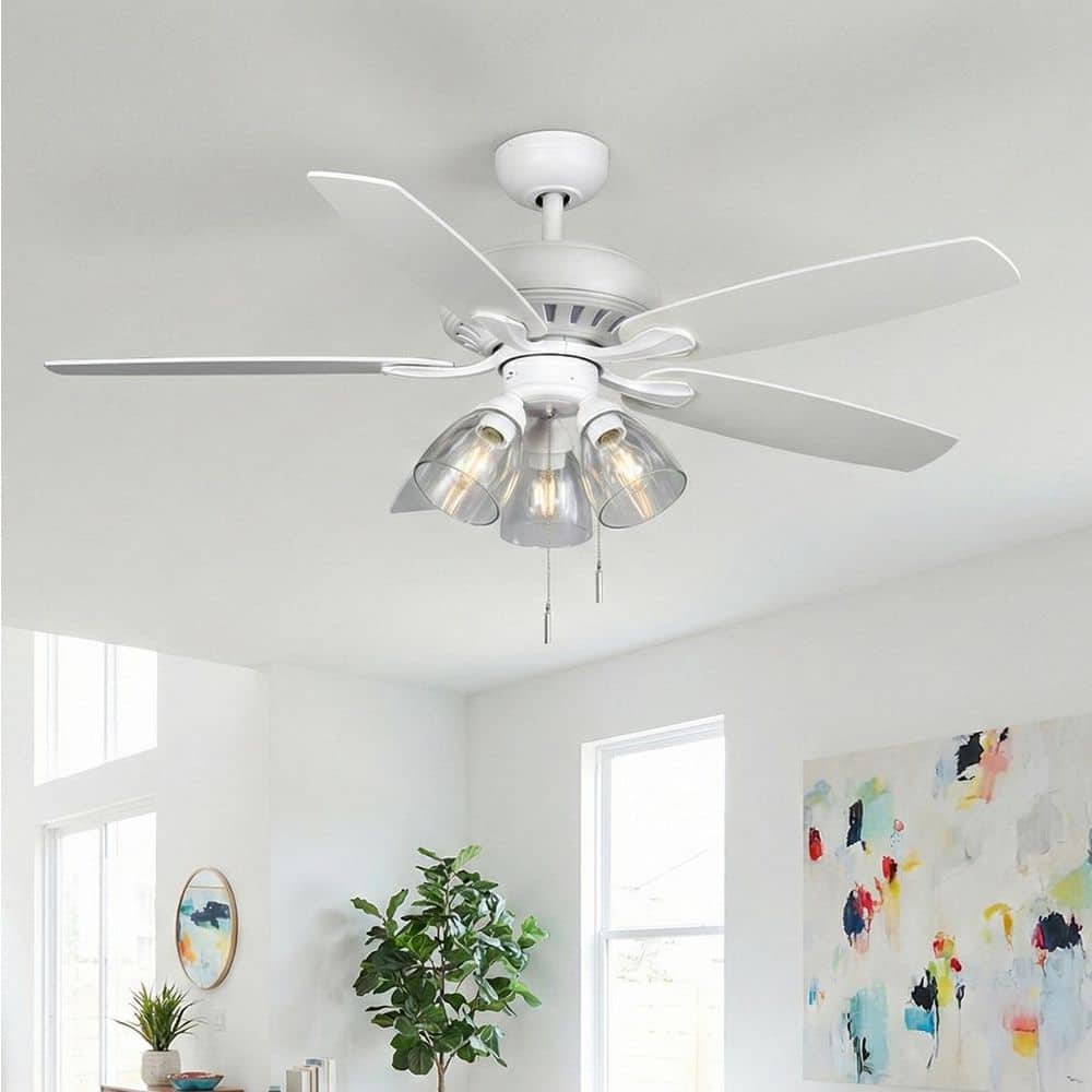Hampton Bay Rockport 52 in. Indoor LED Matte White Ceiling Fan