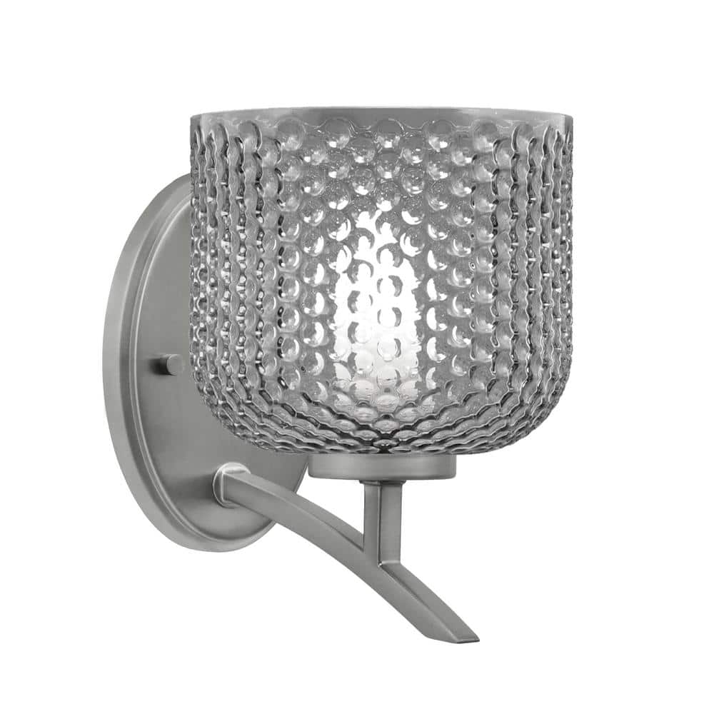 Siena 5.75 in. 1-Light Graphite Sconce with 6 in. Smoke Textured Glass Shad