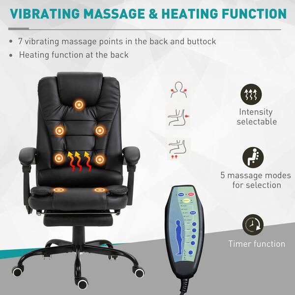 Vinsetto Vibration Massage Office Chair With Heat, Adjustable Height, High  Back, Armrest, Footrest, Pu Leather Comfy Computer Chair, Gray : Target