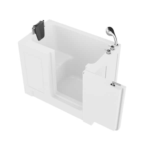 Universal Tubs Universal Collection 27 in. L x 47 in. W Right Side Drain Soaker Jetted Bathtub in White with Fast Filling Faucet Set