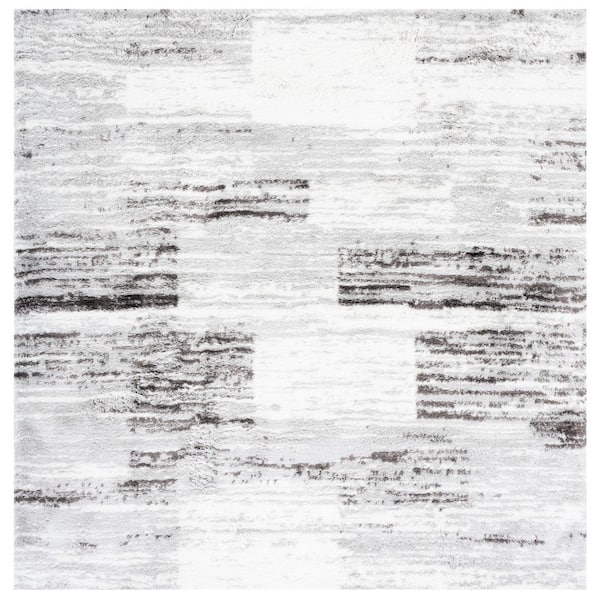 SAFAVIEH Berber Shag Grey/Light Grey 7 ft. x 7 ft. Distressed Square Area Rug