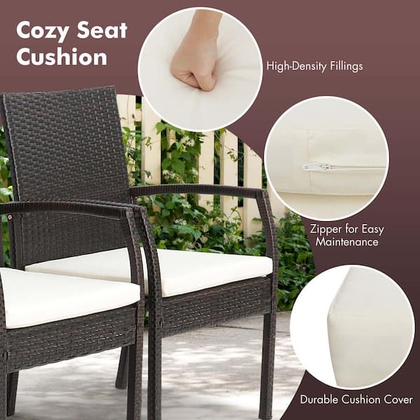 Costway 7-Piece Wicker Rectangle Outdoor Dining Set Acacia Wood