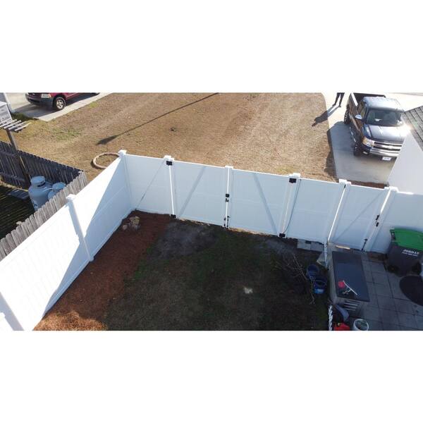 Weatherables Augusta 3.7 ft. x 7 ft. Khaki Vinyl Privacy Fence Gate Kit