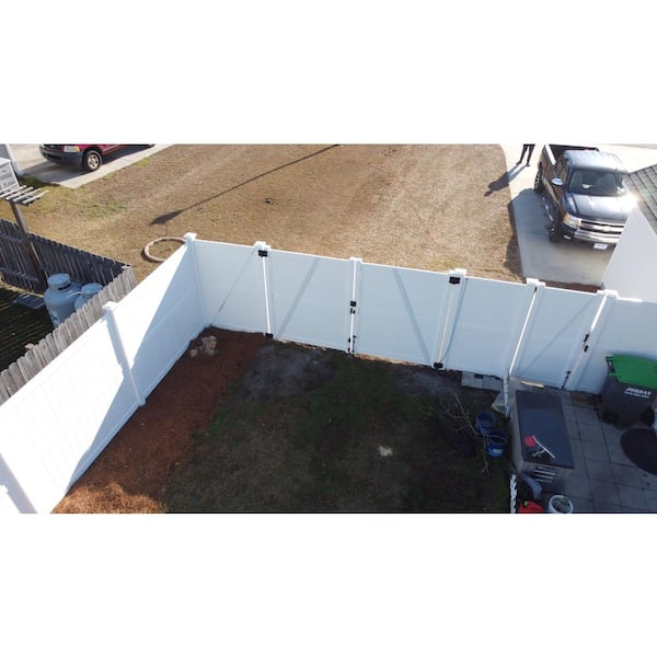 Augusta 7.4 ft. x 7 ft. White Vinyl Privacy Fence Double Gate Kit