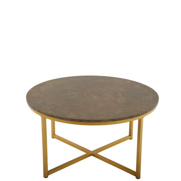 Donason 31.50 in. W Brown Small Round Wood Coffee Table