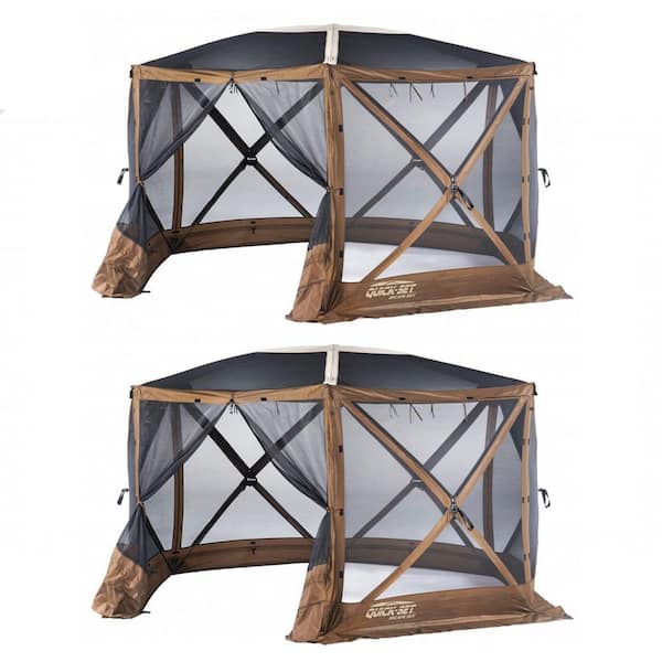 Clam Quick Set Escape Sky Screen Portable Camping Outdoor Gazebo, Brown (2-Pack)