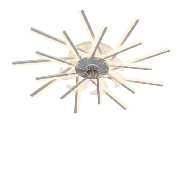 Sunpez 36 in. W Indoor Modern Ceiling Fan with Light White Ceiling Fans with 3 Color Dimmable LED Light Remote/APP Control