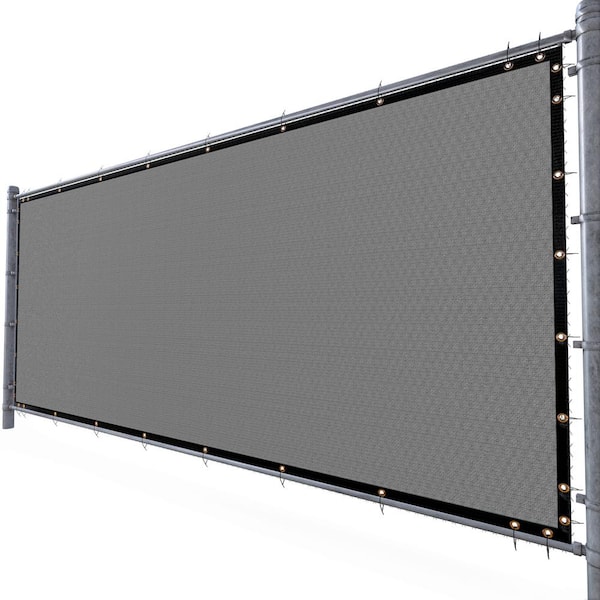 AMGO 4 ft. H x 10 ft. W Gray Fence Outdoor Privacy Screen with Black Edge Bindings and Grommets