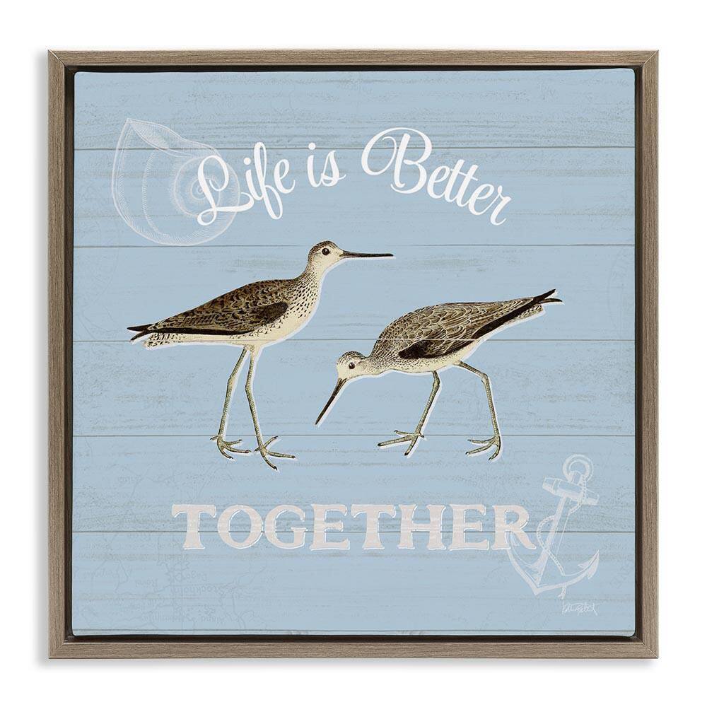 Better Together Coastal Sandpipers by Katie Pertiet Brown Floater Frame Graphic Art Print Animal 18 in. x 18 in. price history on PriceWatchPro