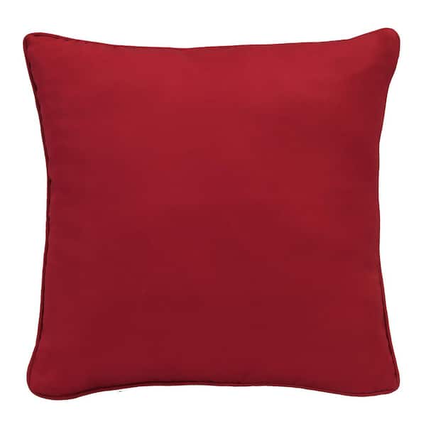 OUTDOOR DECOR BY COMMONWEALTH Outdoor Solid Red Olefin Textured Throw Pillow 18 x 18-Includes 1-Throw Pillow