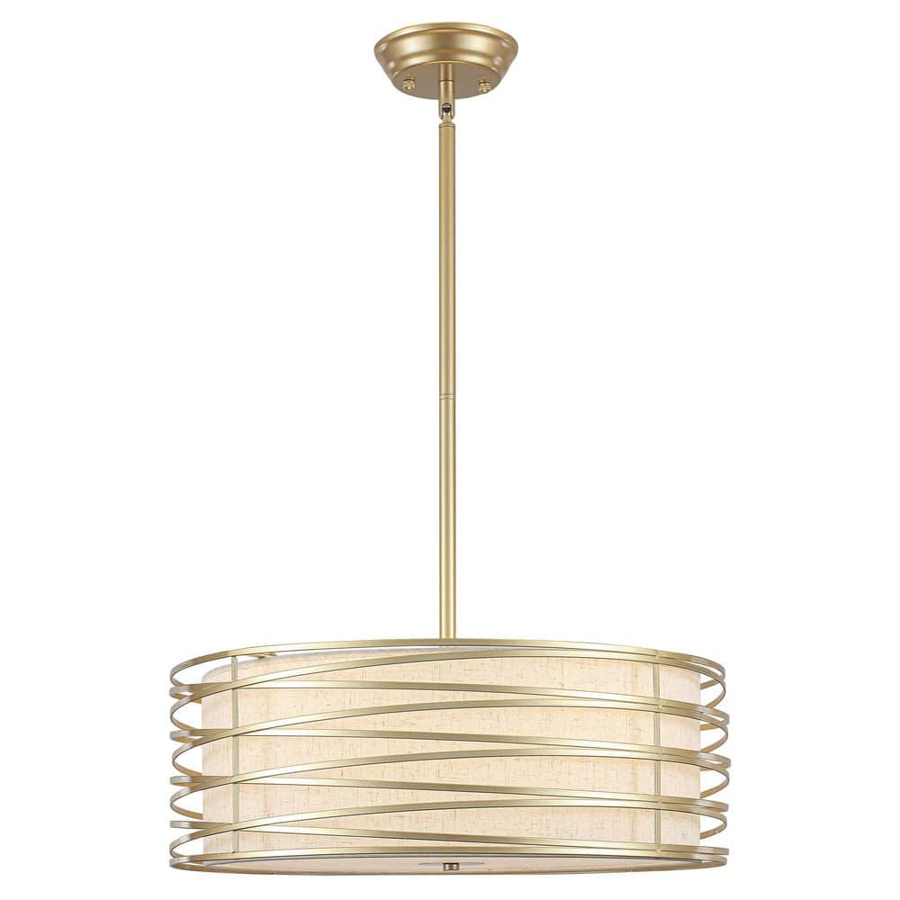 5-Light Gold Fabric Shade Chandelier with X-Shaped Frame, Farmhouse Pendant Light with Adjustable Rods for Dining Room price history on PriceWatchPro