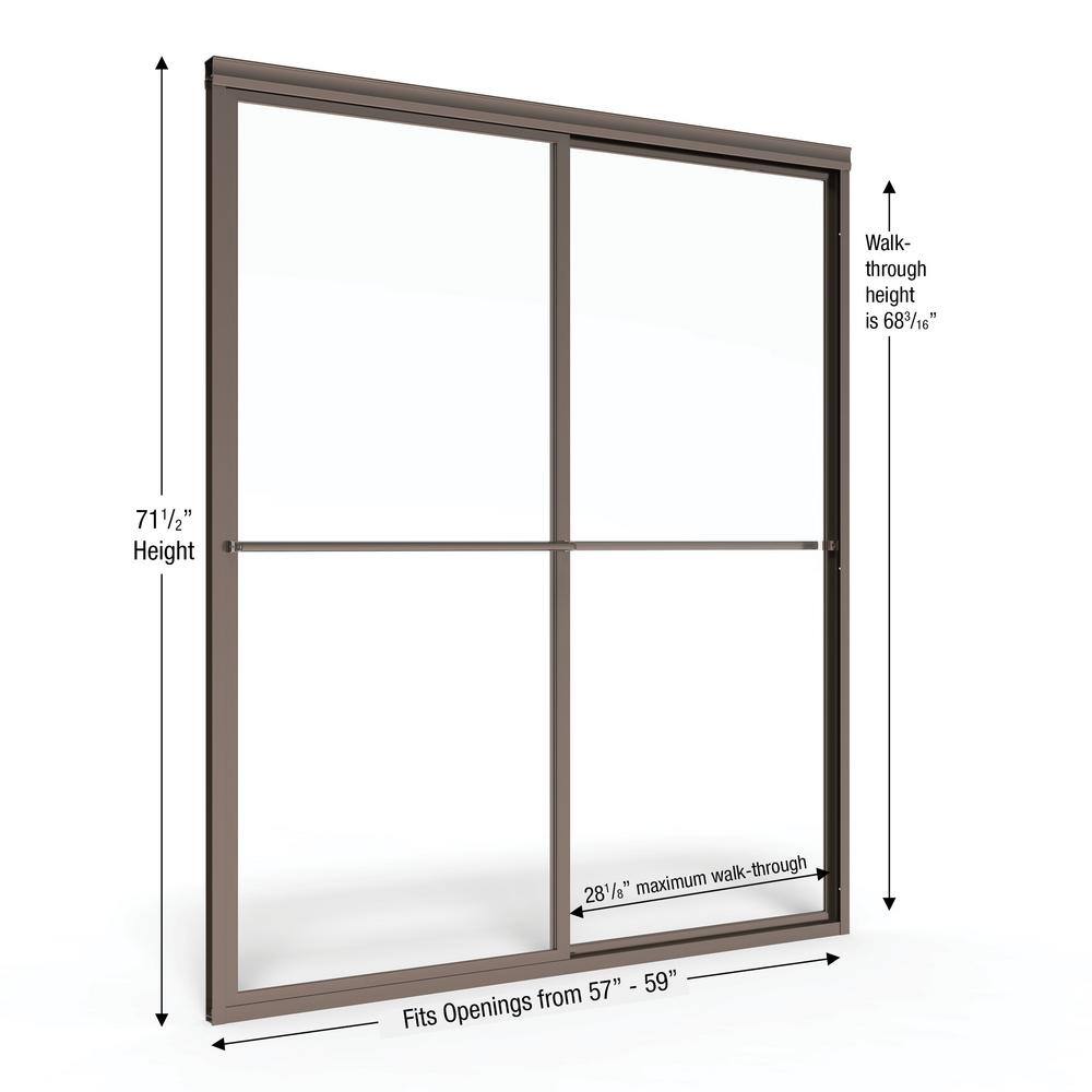 Deluxe Oil Rubbed Bronze Framed Sliding Shower Door with Obscure Glass