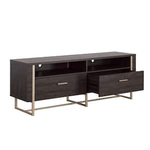 Walter Heights Blade Walnut Entertainment Center Fits TV's up to 65 in. with Drawers and Metal Frame