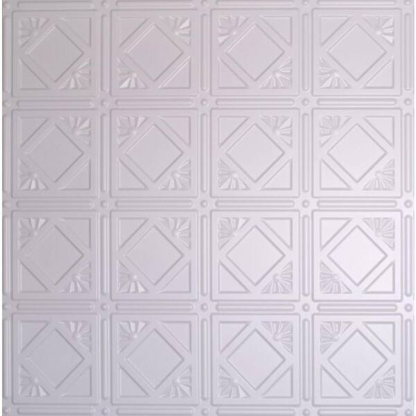 Global Specialty Products Dimensions 2 ft. x 2 ft. White Tin Ceiling Tile for Refacing in T-Grid Systems