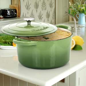 Artisan 7 qt. Round Cast Iron Nonstick Dutch Oven in Pistachio Green with Lid
