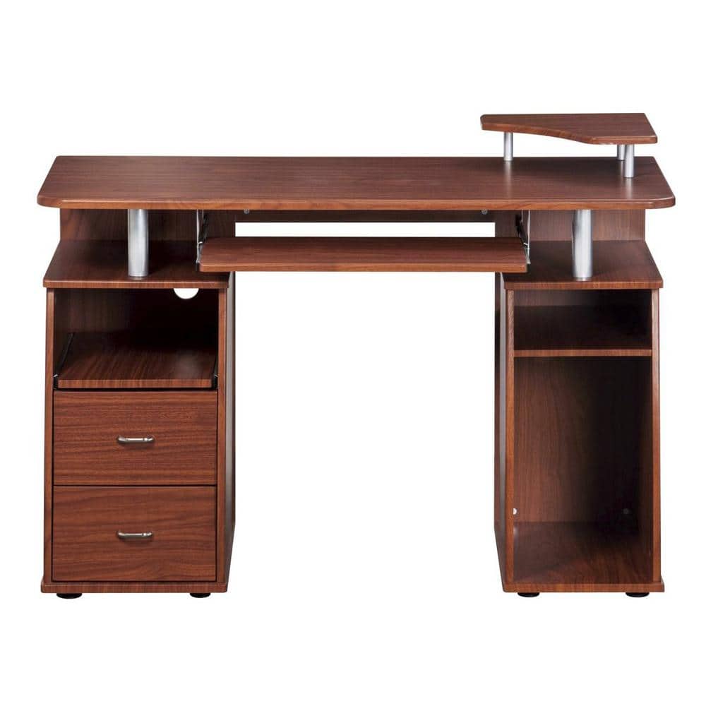 47.25 in. Rectangular Mahogany Computer Desk Home Office Workstation with K