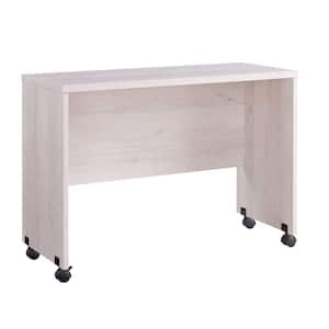 27 in. H x 15 in. W White Oak Rectangular Wooden Writing Desk Return with Casters and Grain Details