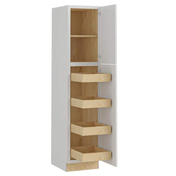 Home Decorators Collection Washington Vesper White Plywood Shaker Assembled Utility Pantry Kitchen Cabinet 4 ROT Sft Cl 18 in W x 24 in D x 84 in H