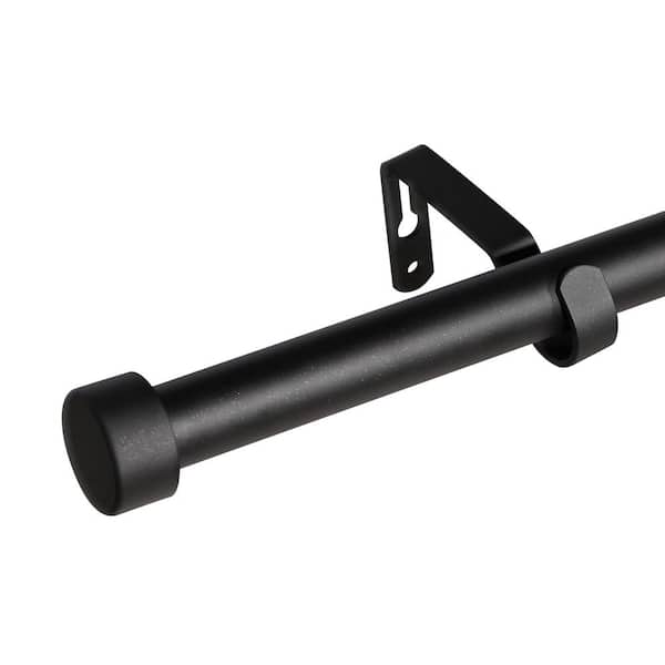 LORDEAR 48 in. - 88 in. Adjustable Single Curtain Rod 1 in. in Black with End Cap Finials