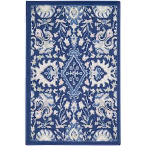 Whimsical Navy Multicolor 2 ft. x 3 ft. All-Over Design Traditional Kitchen Area Rug