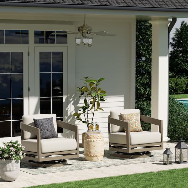 PEAK HOME FURNISHINGS Harmonti Aluminum Outdoor Swivel Lounge Chair with Cushions (2-Pack)