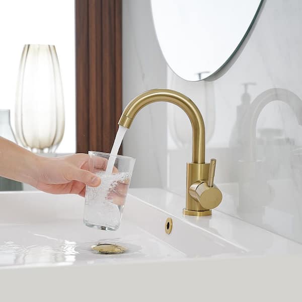 Single Handle Vessel Sink Faucet in Brushed Gold
