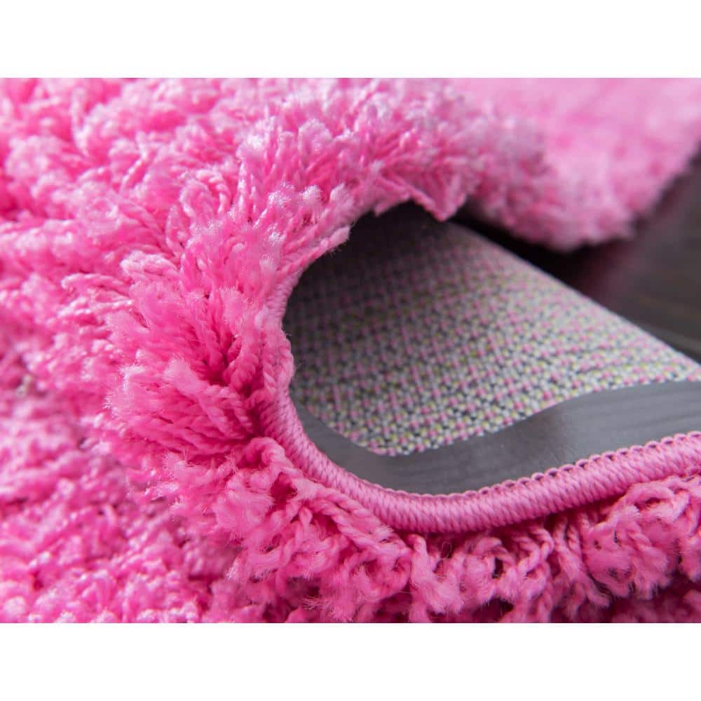 Taffy Pink Plush Rectangular Shag Area Rug for Easy Care