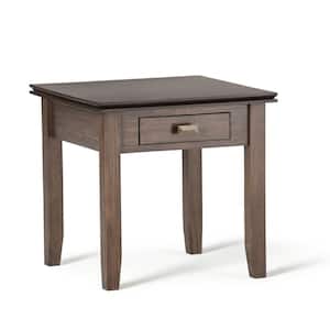 Artisan Solid Wood 21 in. Wide Square Transitional End Side Table in Natural Aged Brown