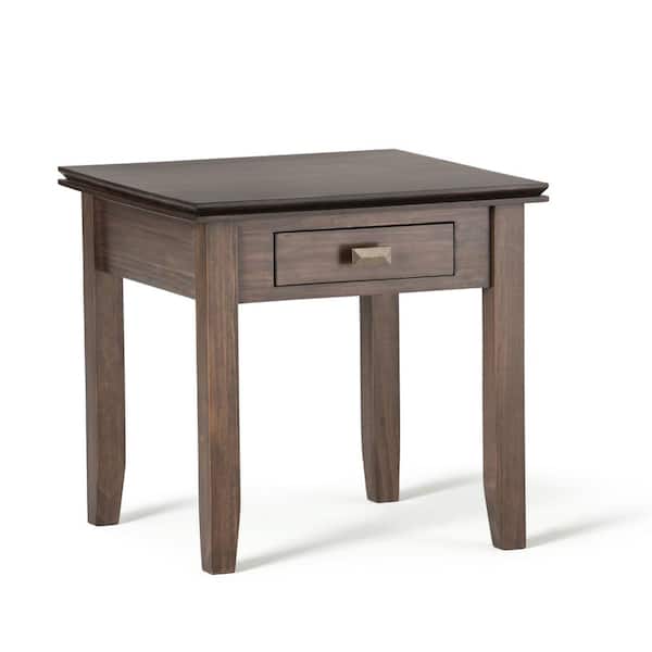 Simpli Home Artisan Solid Wood 21 in. Wide Square Transitional End Side Table in Natural Aged Brown