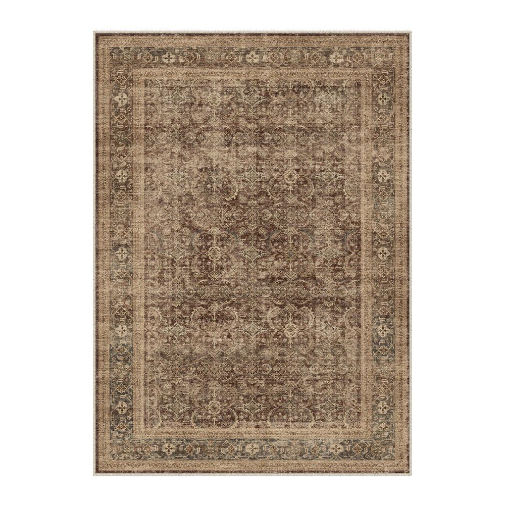 Holly Brown 5 ft. x 7 ft.  Distressed Vintage Floral Area Rug price history on PriceWatchPro