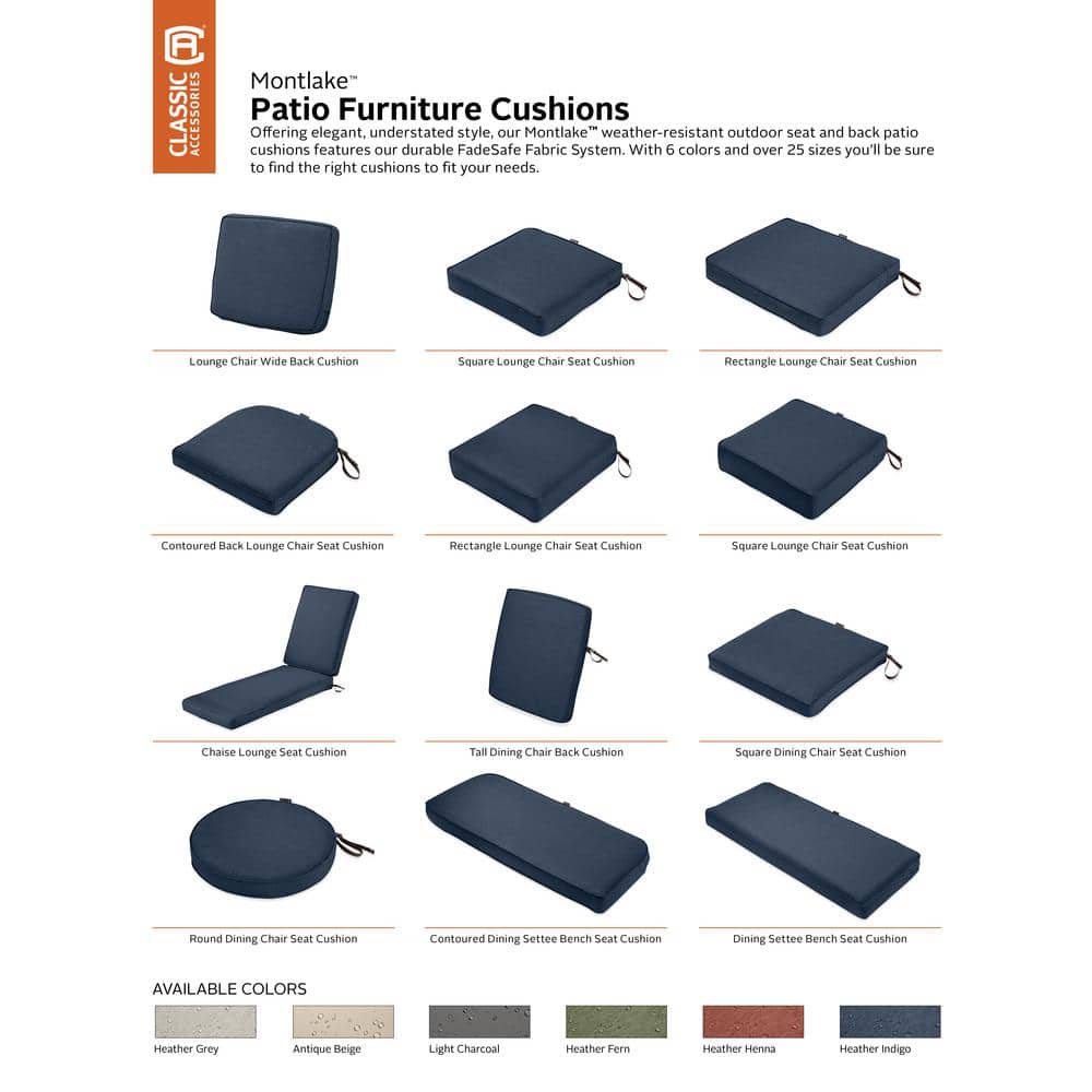 Heather Indigo Blue FadeSafe 42" Outdoor Patio Bench Cushion