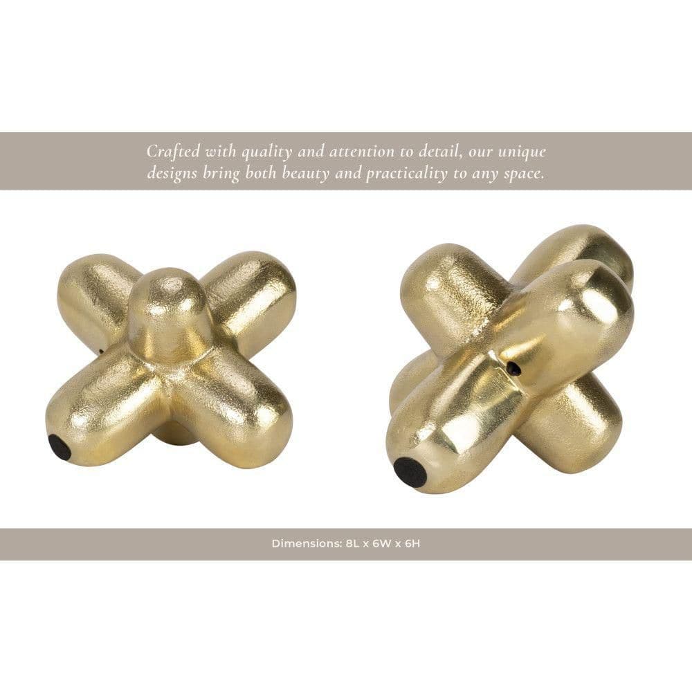Gold Geometric Metal Orb Sculpture, 8-inch