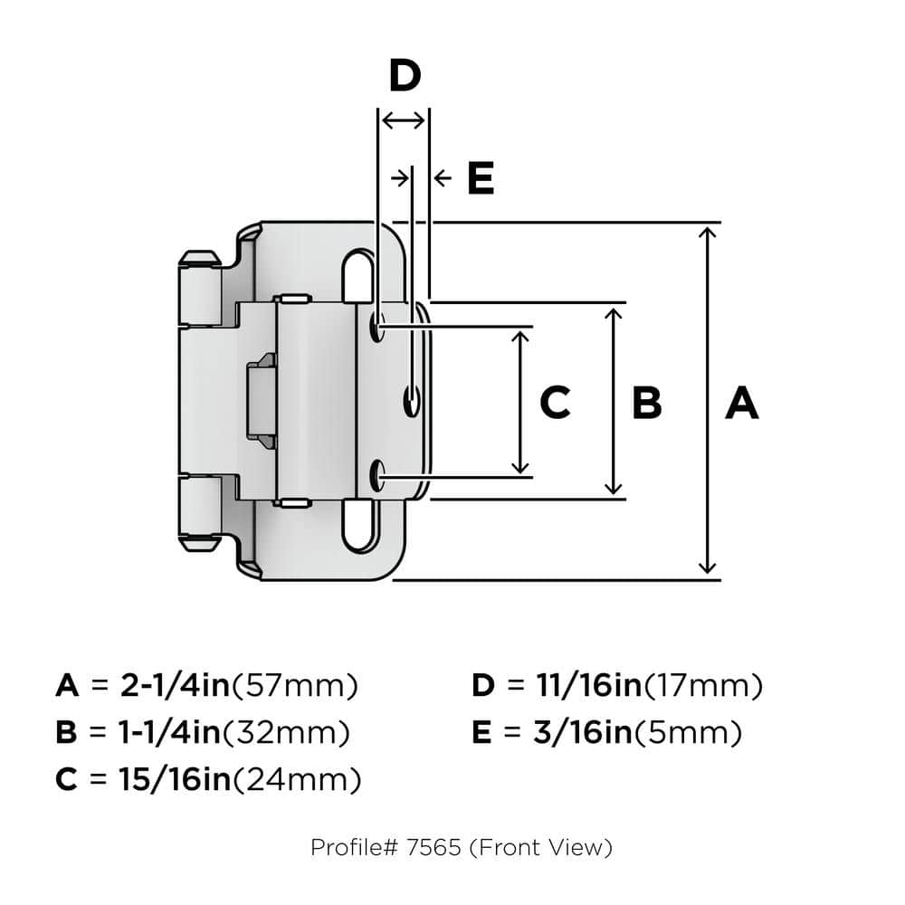 Polished Chrome 3/8 Inch Inset Self-Closing Cabinet Hinge