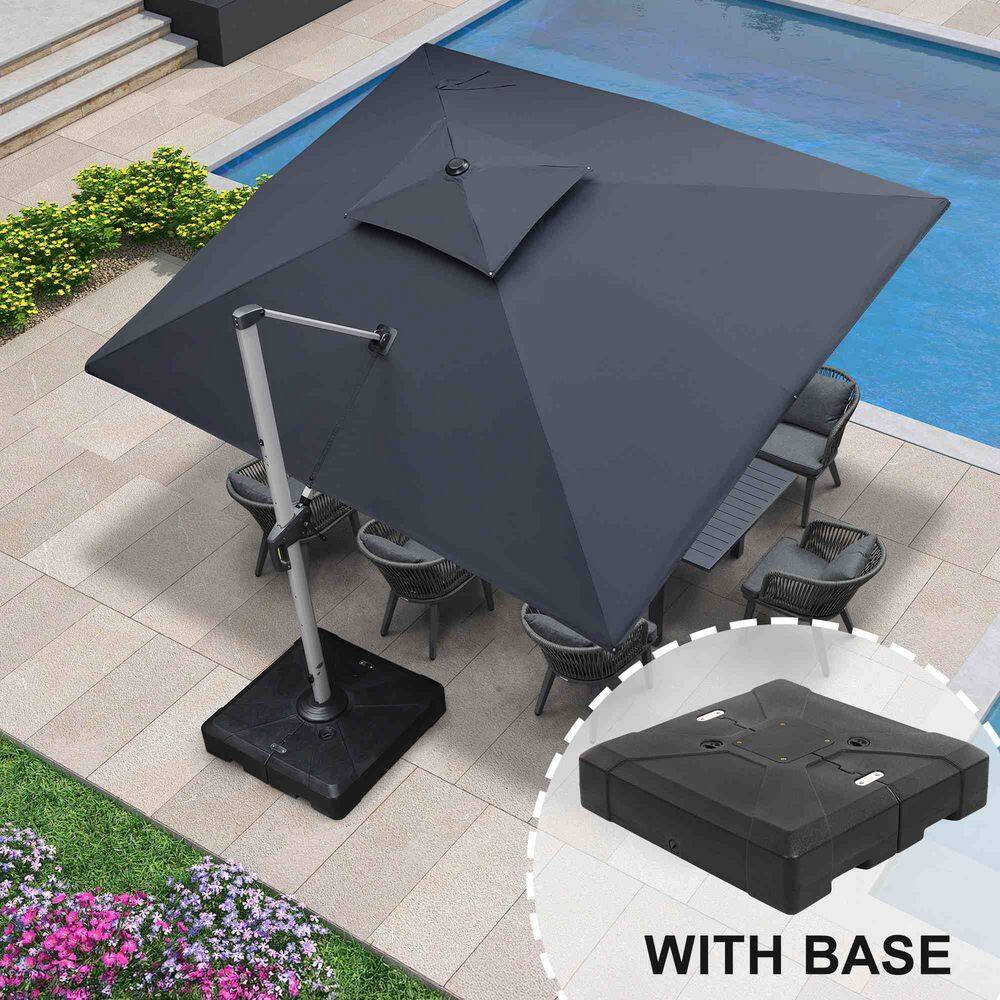 10 ft. x 12 ft. High-Quality Aluminum 360 Rotation Cantilever Polyester Outdoor Patio Umbrella with Base, Gray price history on PriceWatchPro