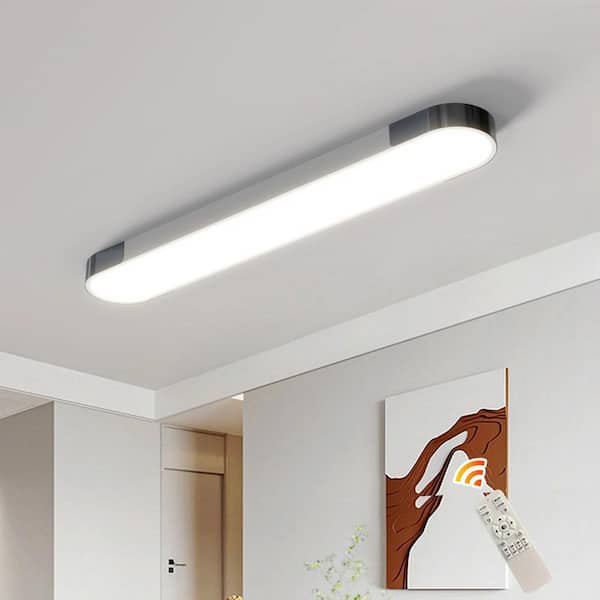 39.4 in. 48-Watt Modern White Rectangle Dimmable Integrated LED Flush Mount with White Acrylic Shade for Bedroom Kitchen