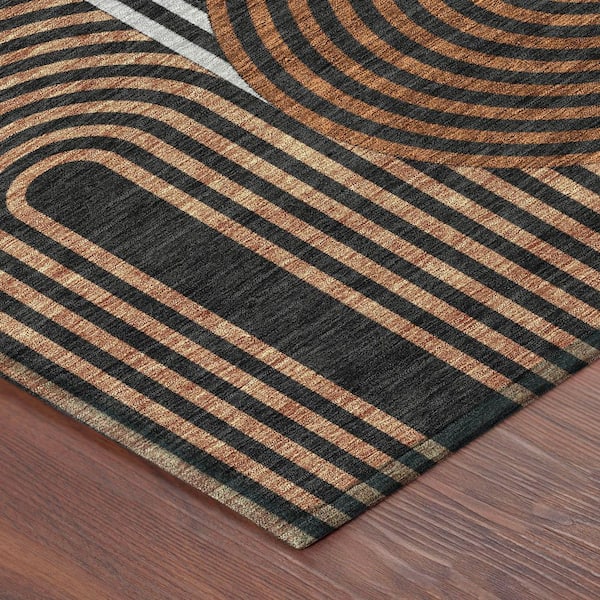 Chantille Machine Washable Indoor/Outdoor Abstract ACN2549 Black 8 ft. x 10 ft. Area Rug
