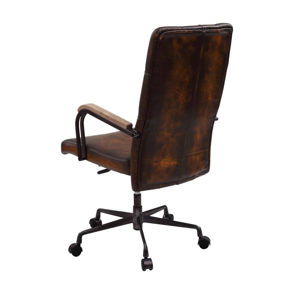 Adjustable Noknas Brown Leather Executive Swivel Chair with Metal Base