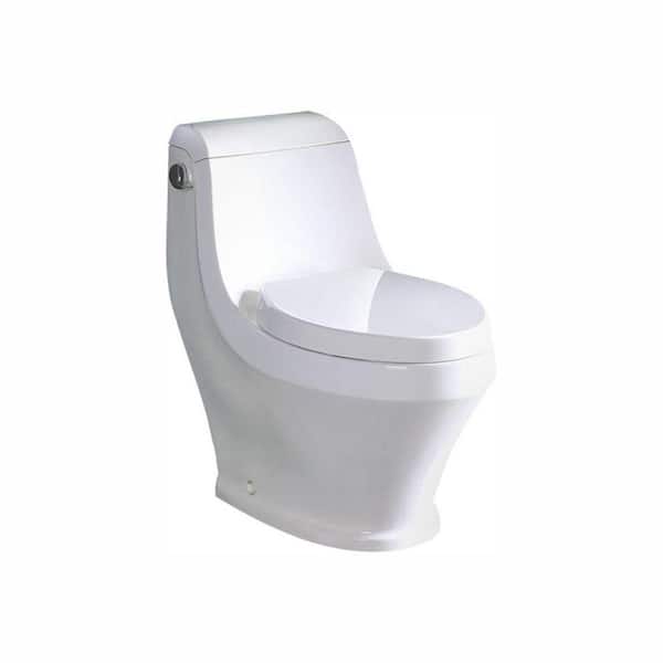 Ariel Platinum Contemporary 1-Piece 1.28 GPF Single Flush Elongated Toilet in White, Seat Included