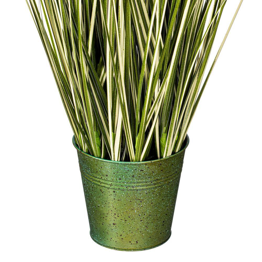 37" Green Plastic Potted Grass for Indoor Office Decor