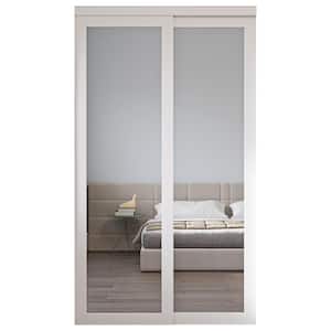 48 in. x 80 in. 1 Lite Mirrowed Glass White Finished Closet Sliding Door with Hardware