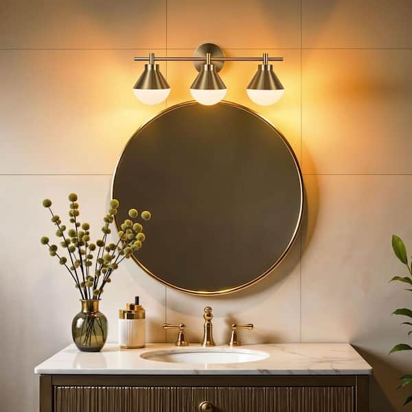 Kenroy Home Schoolhouse 5 in. 3-Light Brushed Gold Vanity Light