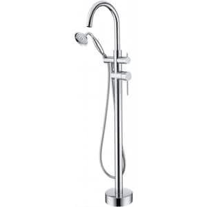 Retro 2-Handle Freestanding Tub Faucet with Hand Shower Valve Included in Chrome