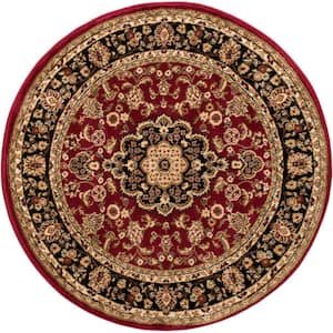 Barclay Medallion Kashan Red 5 ft. x 5 ft. Round Traditional Area Rug