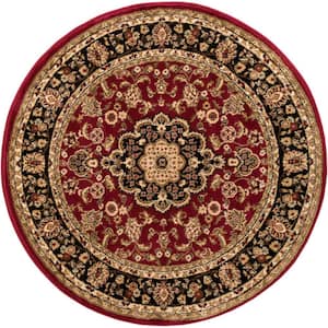 Barclay Medallion Kashan Red 4 ft. x 4 ft. Round Area Rug