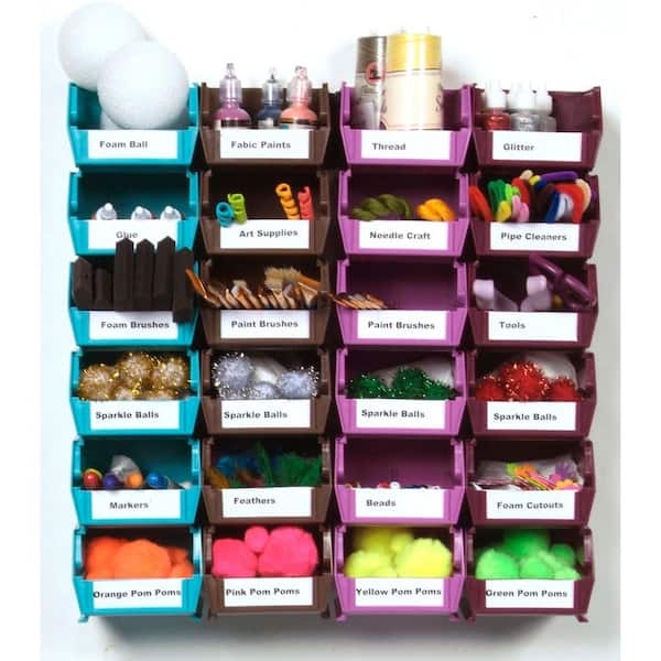 Triton Products LocBin Small Wall Storage Bin (24-Piece) with 2-Wall Mount  Rails in Multi Colored 3-210MCWS - The Home Depot